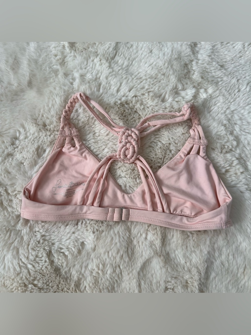 Frankie‘s Bikinis Light Pink Strappy Bikini Top with Knotted Back